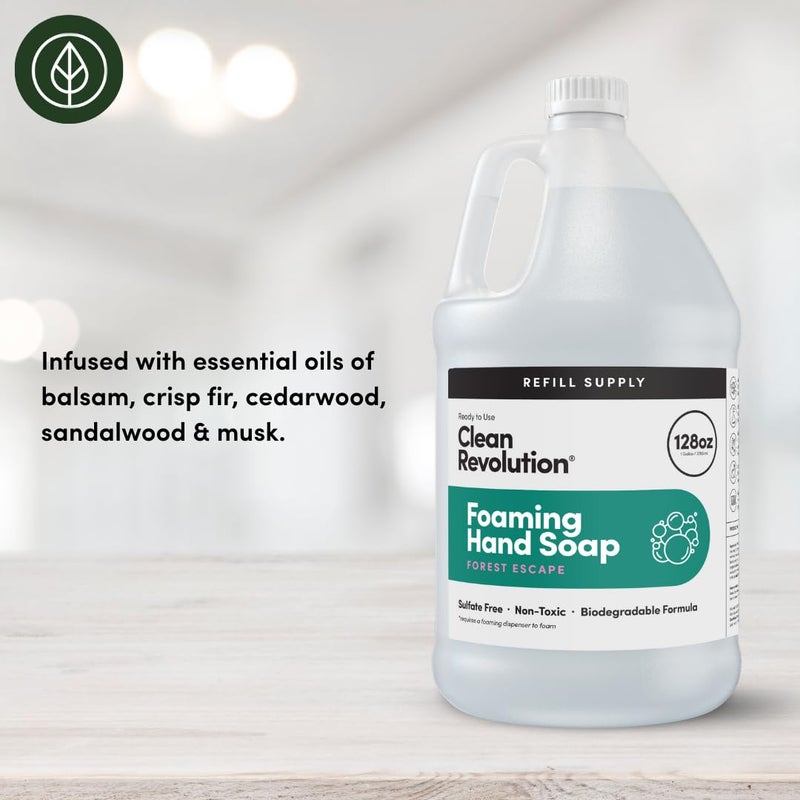 Clean Revolution Foaming Hand Soap Refill Supply Container, Ready to Use Formula, Forest Escape Fragrance, Gluten Free, 128 Fl. Oz - Image 2